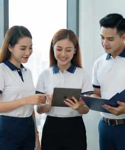 Polo văn phòng AT-PL-02 – Trắng viền xanh