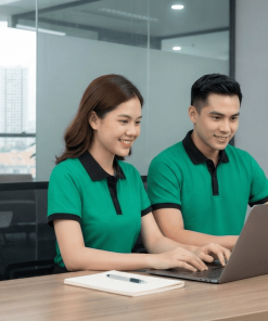 Polo phối màu AT-PPM-03 – Xanh lá phối đen