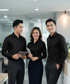 Sơ mi tay dài AT-SMTD-03 – Đen hiện đại