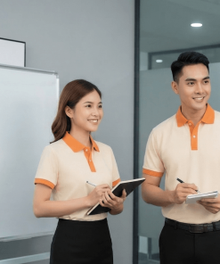 Polo phối màu AT-PLM-02 – Cam phối kem