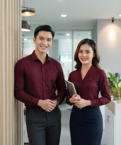 Sơ mi tay dài AT-SMTD-04 – Đỏ đô